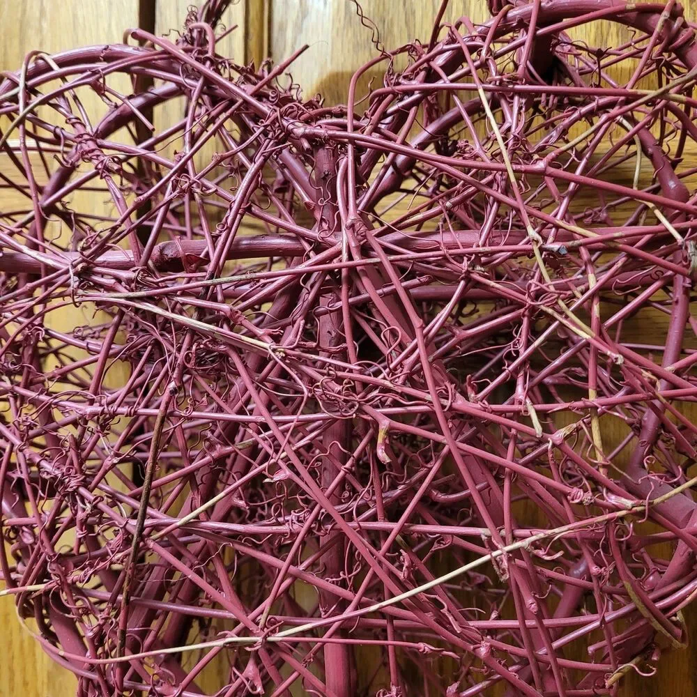 Woven Wicker Large Red Heart hanging Rustic Decor Cottage Core 11x14x4